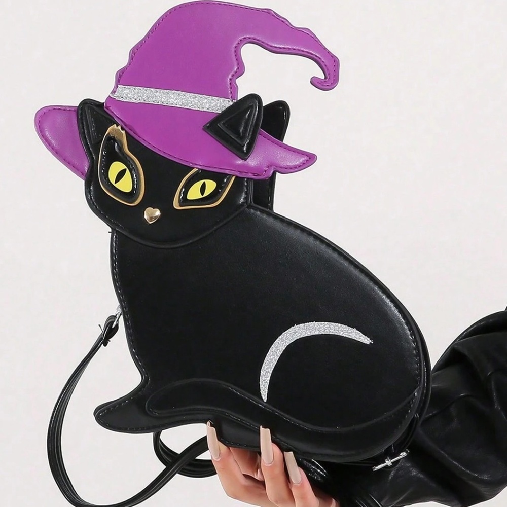 Purple Kitten Crossbody 🐱🎀 Cute Round Bag for Parties & Gifts 💜